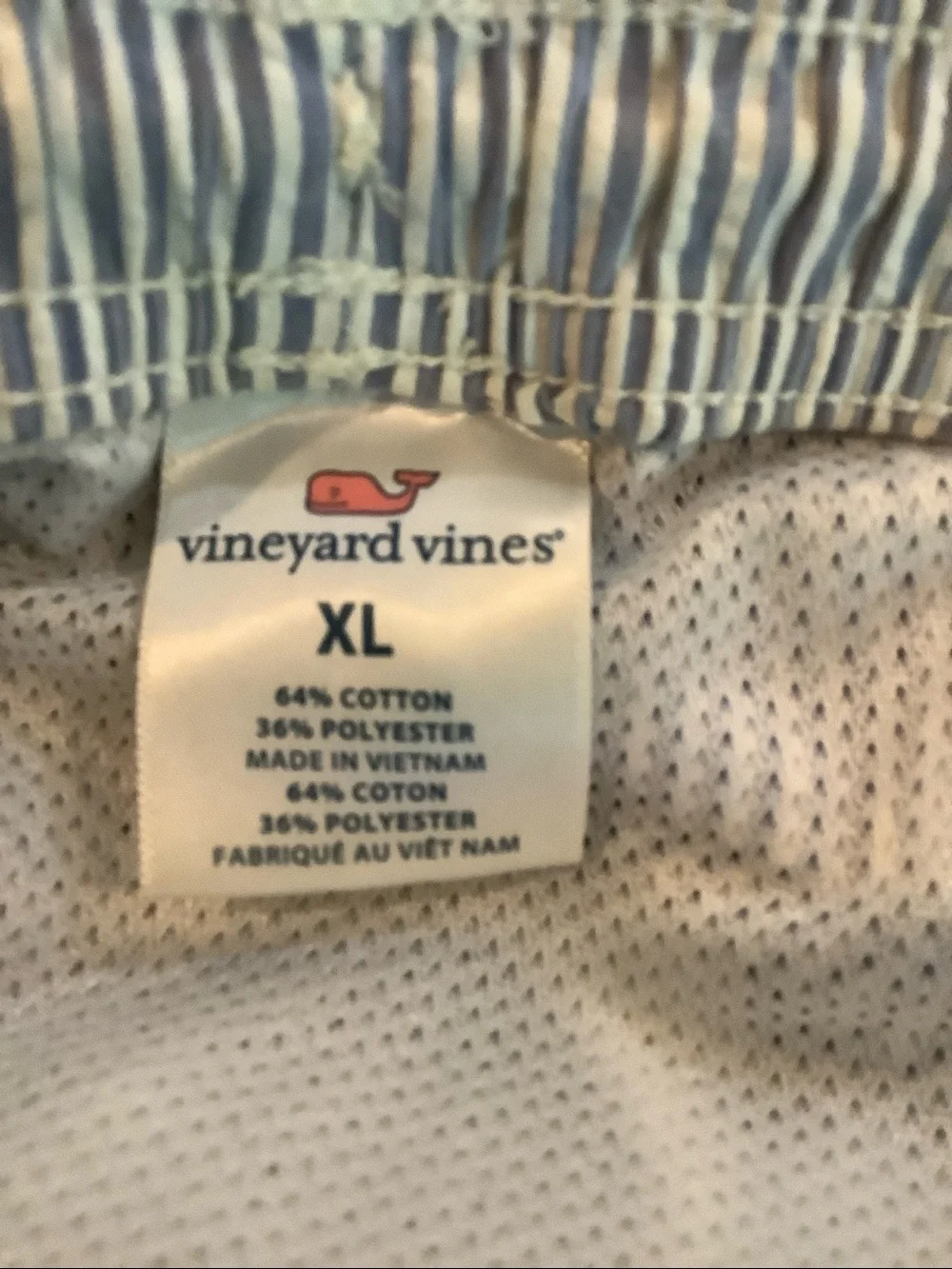 VINEYARD VINES Men’s Blue/White Searsucker Nautical Bathing Suit Swim Trunks XL